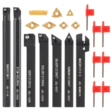 21pcs Indexable Metal Lathe Turning Tool Holder Threading Boring Carbide Inserts