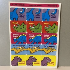 Vintage 3M Dinosaurs Scratch ‘N Sniff Peppermint Reward Stickers