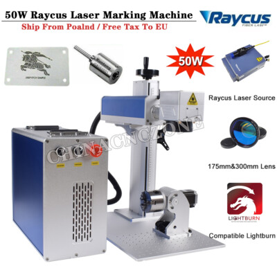 50W Raycus QB Fiber Laser Marking Machine For Metal Gold Silver & Rotary Holder