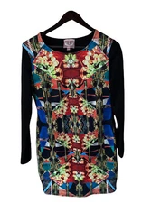 Romeo & Juliet  Couture womens sz L mini dress/top jersey knit gorgeous print