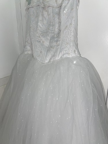 DAVIDs Bridal SZ 16 BEADED Ball Gown Wedding Dress Strapless Princess Tulle - Picture 7 of 17