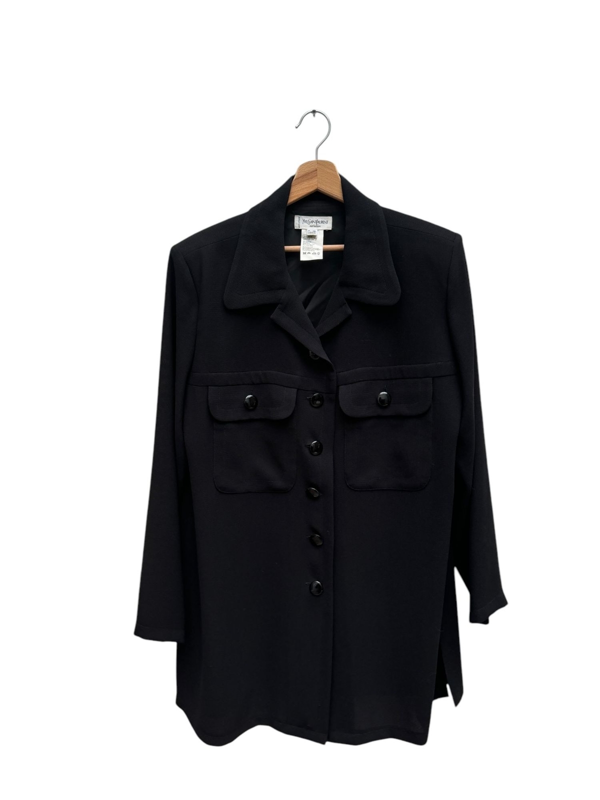 Camicia blusa lana nera Yves Saint Laurent taglia FR 46 US 14