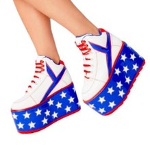 New YRU Shoes Star Qozmo USA Platform Sneakers Size 5 Festival Rave Shoes