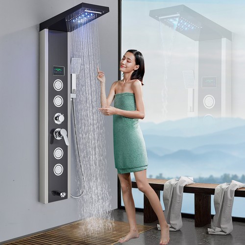 Pannello colonna doccia idromassaggio inox pioggia cascate led soffione doccia - Foto 223 di 250