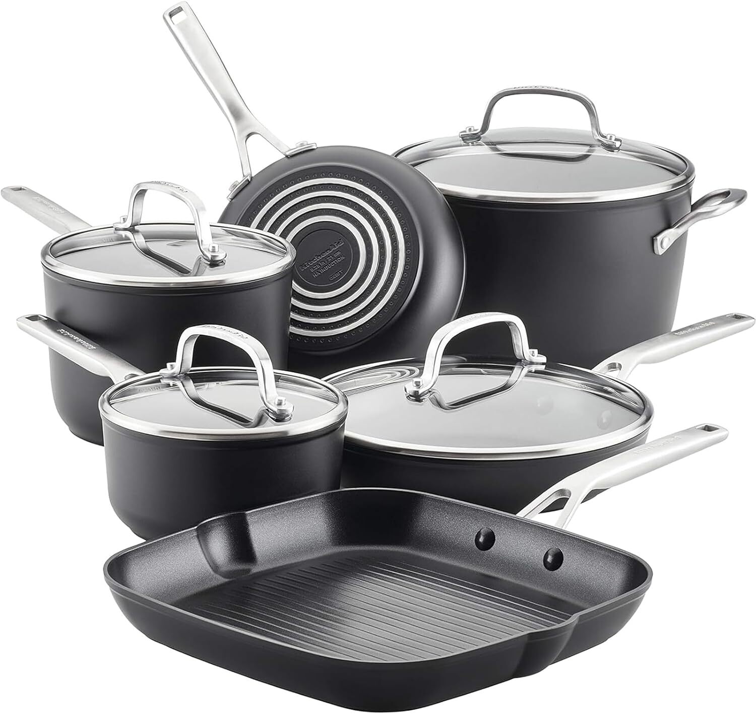 Hard Anodized Induction Nonstick Cookware Pots and Pans Set, 10 Piece