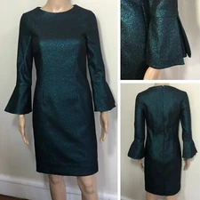 TERI JON by Rickie Freeman Sparkle Sheath Dress Sz 2 Bell Sleeve Pencil EUC $660