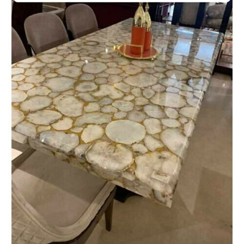48x24 White Agate Table Top for Dining or Kitchen Counter