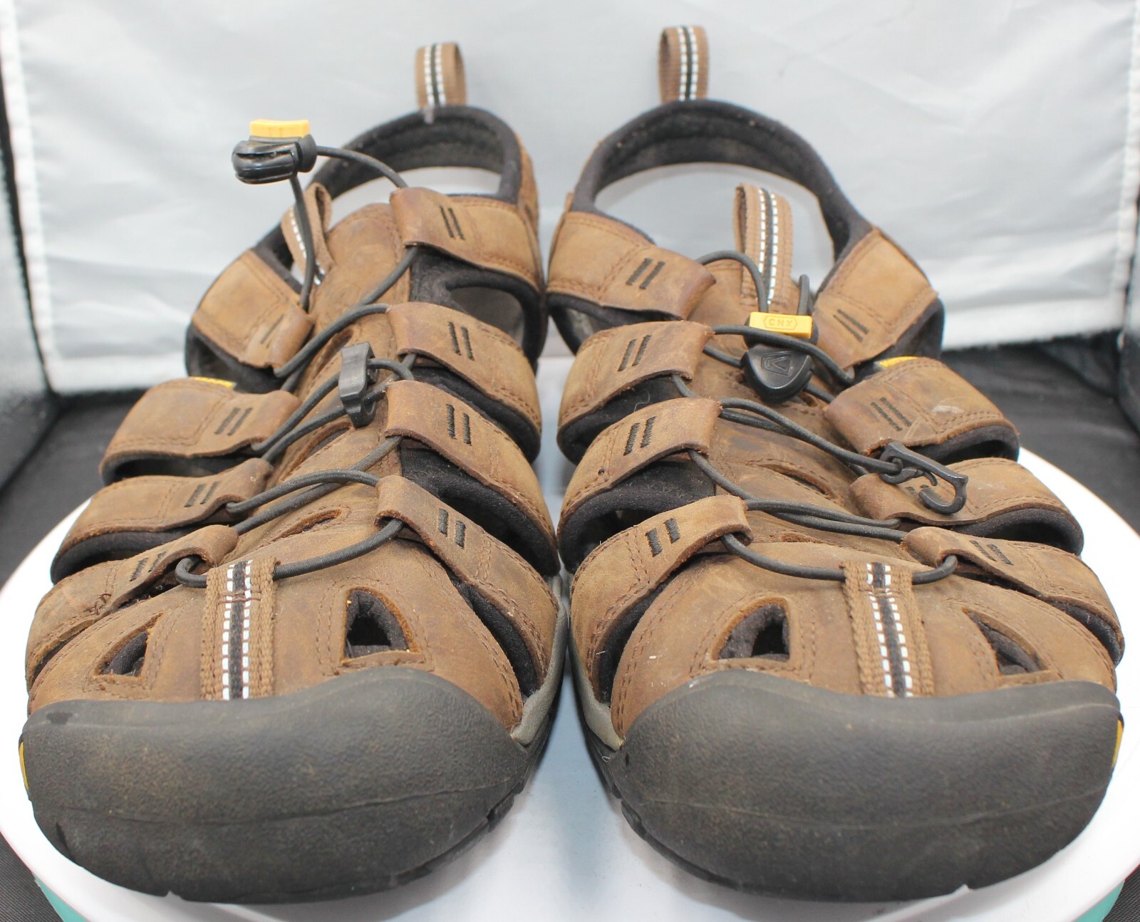 Sandali MNS KEEN Newport marrone chiaro in pelle sport acquatici escursionistici taglia 11 5