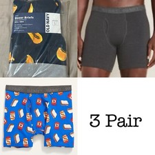 Old Navy Men's XXL  3 Pair Boxer Briefs 6" Inseam Papaya Sandwich Gray Solid