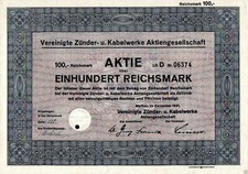 United Zünder- und Kabelwerke Aktiengesellschaft 1941 100 RM