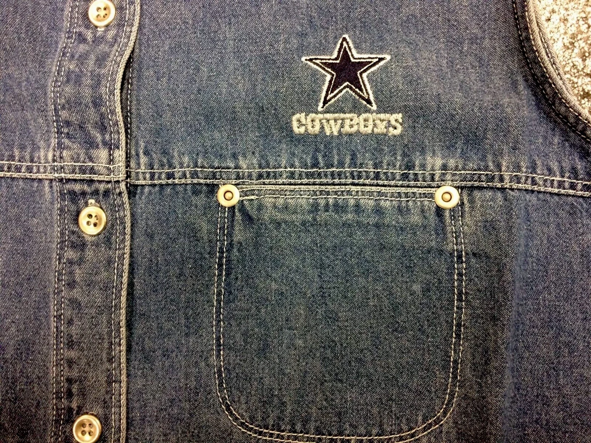 New Small Vintage Women s Ladies 90 s NFL Dallas Cowboys Denim Jean Shirt Tee