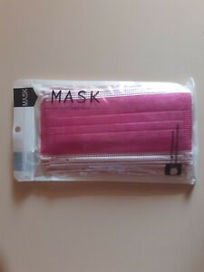 10 X Mund- und Nasenmaske Schutz, 3-lagig, rosa - pink, Einwegmaske 