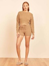 REFORMATION Sanzo Short SWEATER WOMENS SIZE S SMALL BUFF TAN NEW