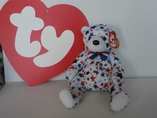 TY Retired Beanie Baby / Babies White the USA Star TY Store Excl. Bear New MWMT