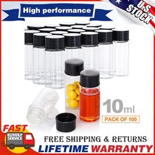 10ml Clear Glass Vials w/Screw Caps and Plastic Stoppers 1 Dram Sample Vial USA