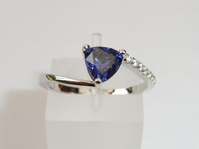Damen Ring 925 Silber mit Tansanit und natürlichen Diamanten