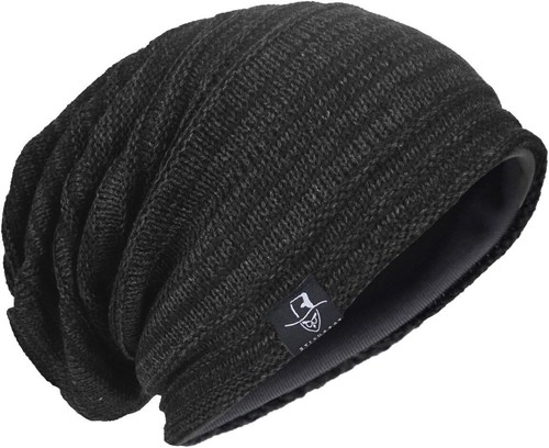Men's Oversize Skull Slouch Beanie Large Skullcap Knit Hat - Picture 12 of 18