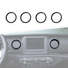 Black Center Console Dash AC Vent Air Outlet Cover Rings For Wrangler JL JT 18+