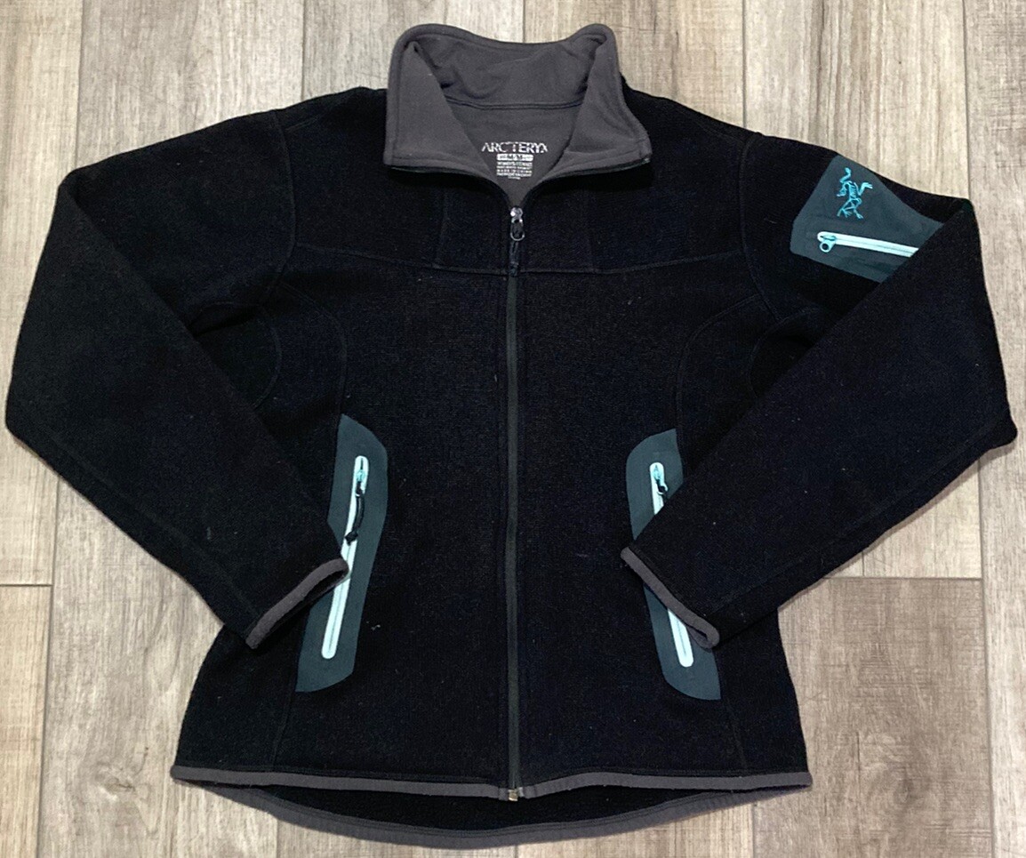 Maglione casual ARC'TERYX Polartec zip intera donna nero blu taglia M