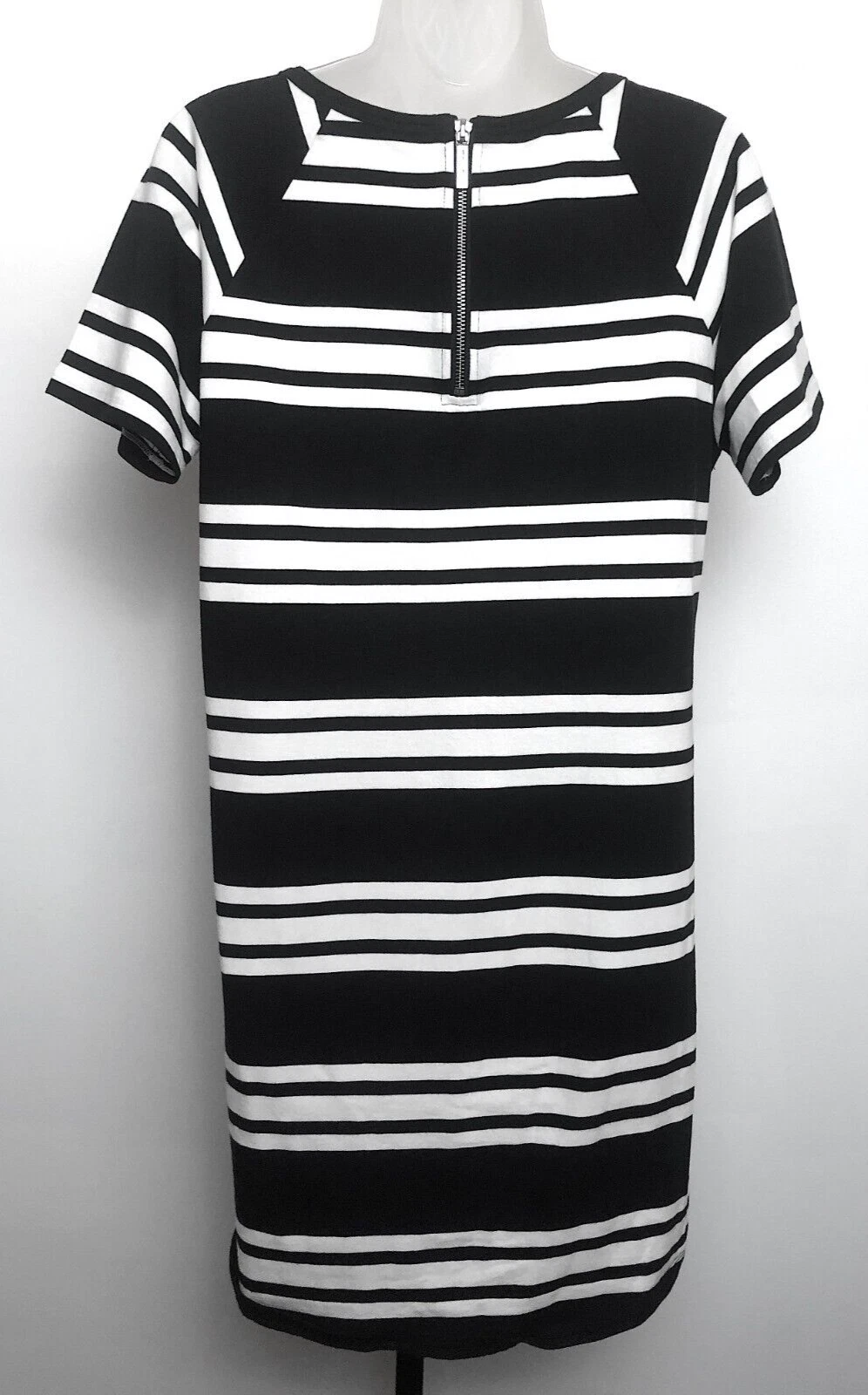 Abito T Shirt Michael Kors Taglia M Nero Bianco Righe Perline MK Logo Coastal