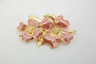 Vintage Pink Flower Brooch Pin Pendant Costume Jewelry TF