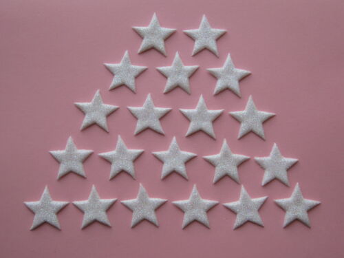 20 X EDIBLE WHITE GLITTER STARS. CAKE DECORATIONS. SMALL 2cm. - Afbeelding 1 van 1