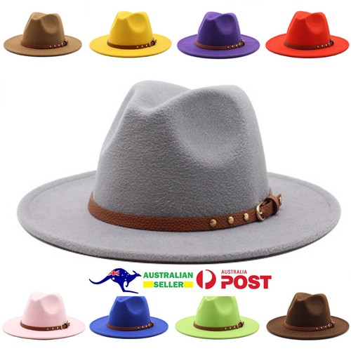 New Wide Brim Cotton Blend Felt Fedora 