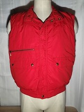 Eddie Bauer Men's Premium Quality Goose Down Red Vest Jacket Zip Button