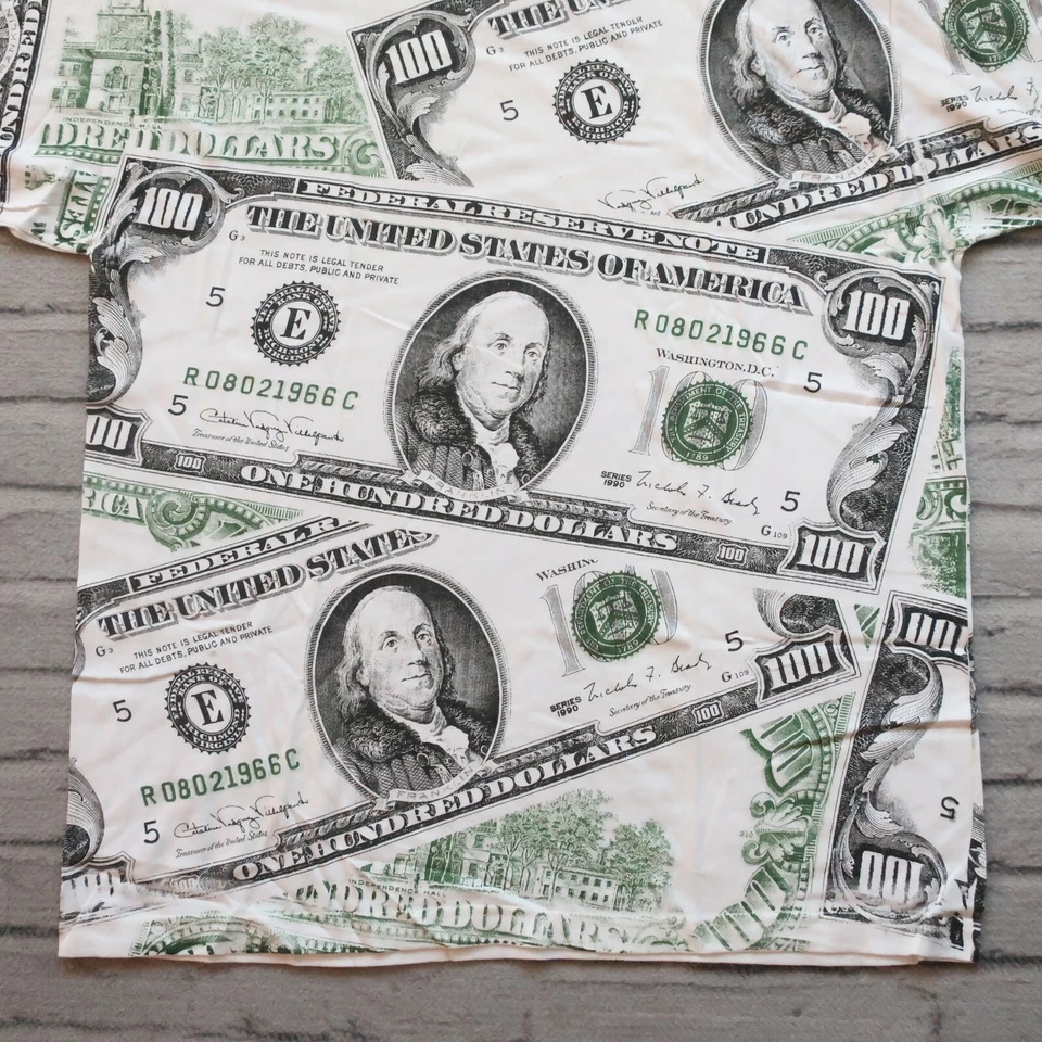 Винтажная 100-долларовая купюра Benjamin Money All Over Print футболка рэп AOP - Изображение 3 из 4