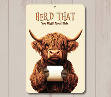 Highland Cow Bath Sign Herd That bathroom metal toilet paper wall art tin decor
