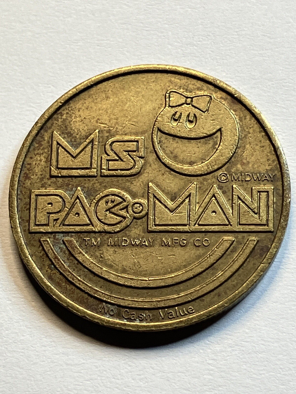 Rare Ms Pac-Man Arcade Token Video Game 1982 Worlds Fair Expo Gaming Promo #sp1