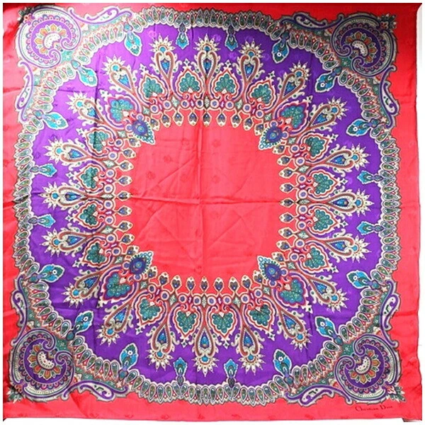 Authentic Christian Dior Scarf Large Red x Purple Used AB Rank Christian Dior  
