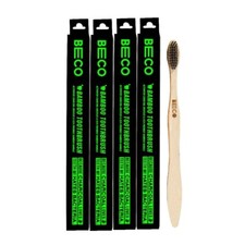 Compostable Bamboo Toothbrush with Ultra-Soft Charcoal Active Bristle Pack of 4