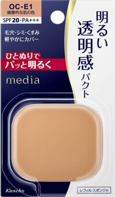 Kanebo Media Pressed Powder Bright-Up Foundation Refill SPF20 PA+++ OC-E1 JPN