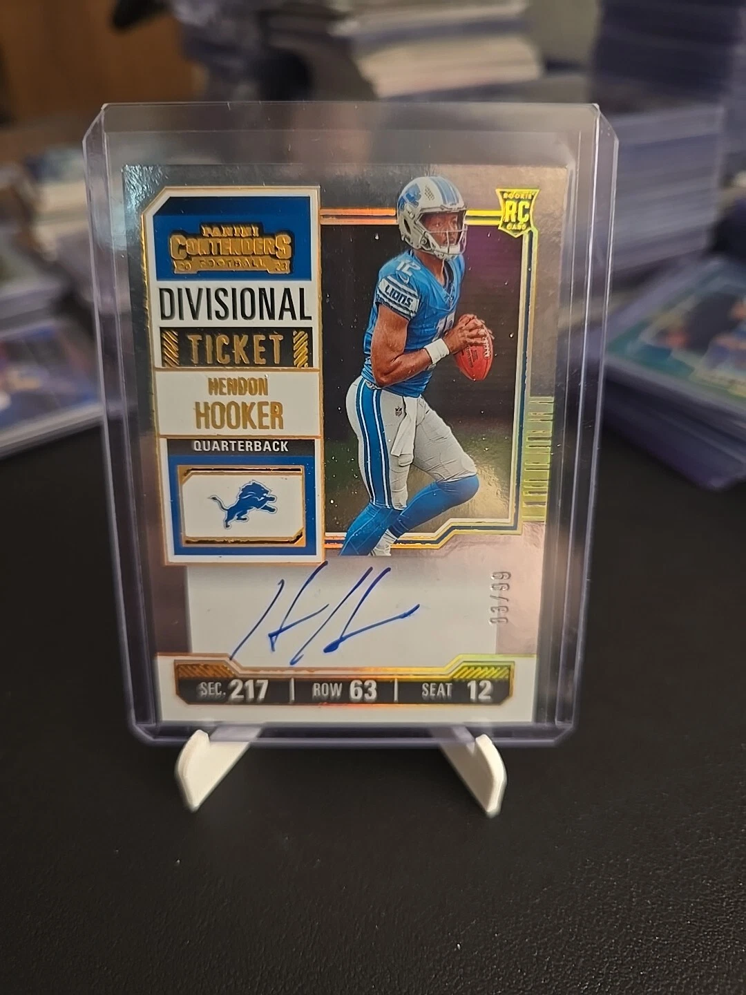 2023 Contenders Hendon Hooker RC AUTO /99 Divisonal Ticket Lions