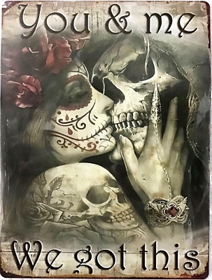FREE SHIPPING! BUY /make OFFER B4 it s SOLD! Skull lovers 12x16 TIN SIGN Bx6