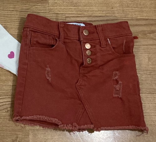 Girls Old Navy & Gap Outfit Size 5 - Ivory Heart Top w/Burnt Orange Jean Skirt - Picture 5 of 7