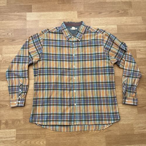 Carbon 2 Cobalt Button Up Cotton Shirt - Men's Size Large - Orange & Blue Plaid