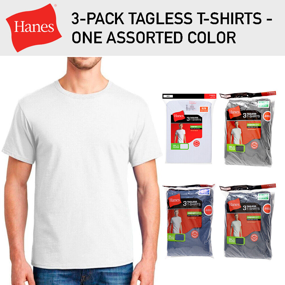 Hanes Men's ComfortSoft Tagless Crewneck T-Shirt 6-Pack Assorted L