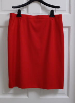 NWT Escada Margaretha Ley Red 100% Pure New Wool Lined Skirt-Sz 44 (US 14) 