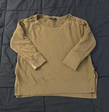 Womens Ralph Lauren Shirt Small Green Long Sleeve Pullover Round Neck