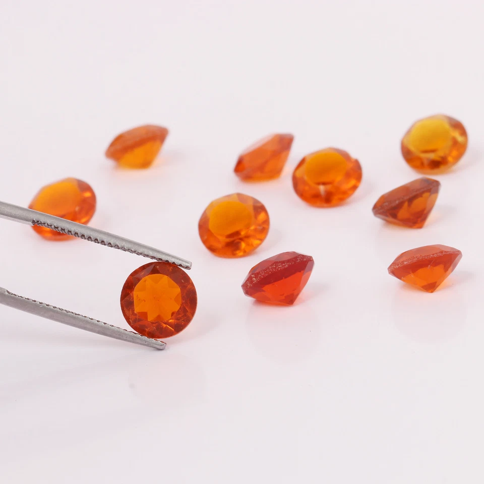 22.5 Ct./ 8 mm Round Cut Faceted Orange Topaz Loose Gemstones 10 Pcs Lot - Image 2 of 4