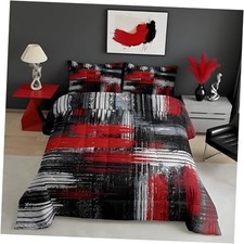 and Grey Comforter Geometric Artistic Smear Comforter Set King Red Black