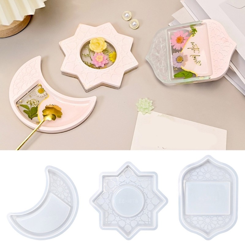 Artisanal Dome Plate Mold Safe Silicone Moon Pattern DIY Crystal Epoxy