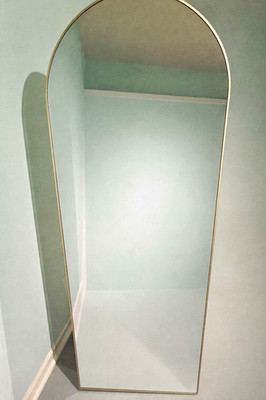 Arched Full-Length Floor Mirror, Gold Metal Frame, Freestanding or Leaning