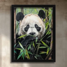 Giant Panda Wall Art Print Quirky Animal Wall Bamboo Home Decor Panda Picture 