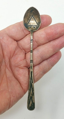 Antique Late 1800 s Silver Spoon Original Navajo Native American Dallas Auction