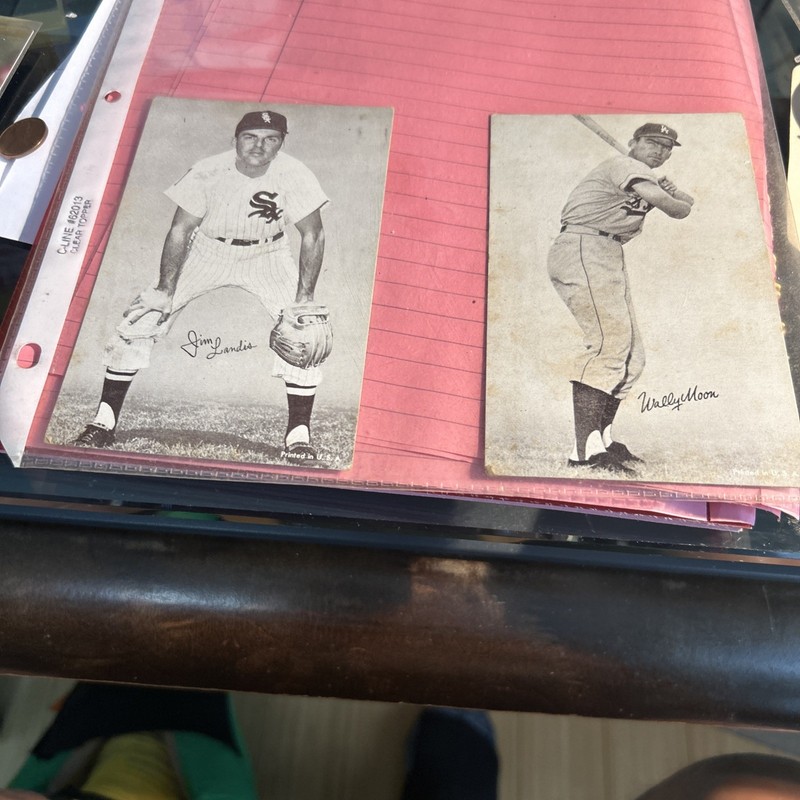 Vintage 1947-66 Baseball Exhibit Card Lot Of 2 Jim Landis And Wally Moon