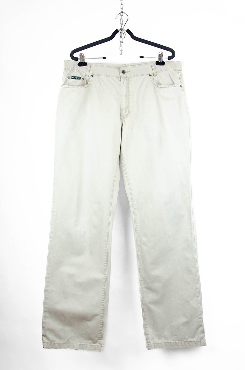 Yves Saint Laurent YSL Ivory Straight Jeans Logo Back Pocket