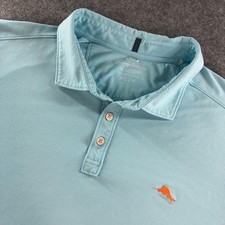 Tommy Bahama IslandZone Mens Polo Shirt M Light Blue Short Sleeve Relaxed Fit